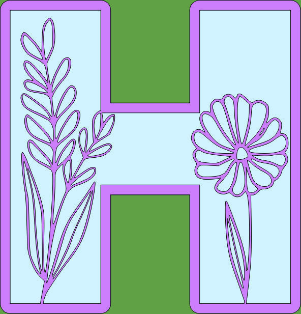 imagem do arquivo vetor para download Letra Floral H