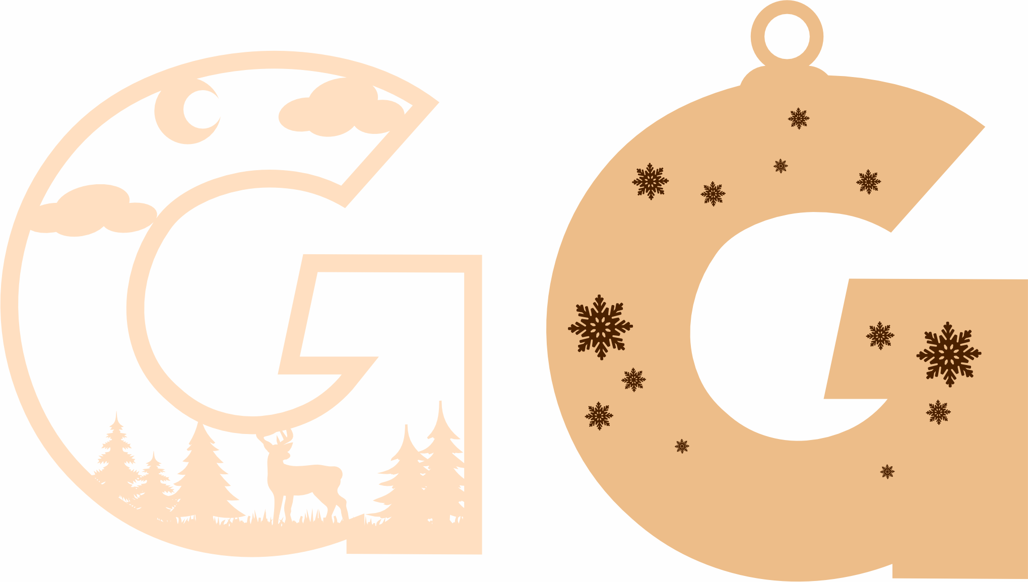 imagem do arquivo vetor para download Letra G Natalina para Decoração