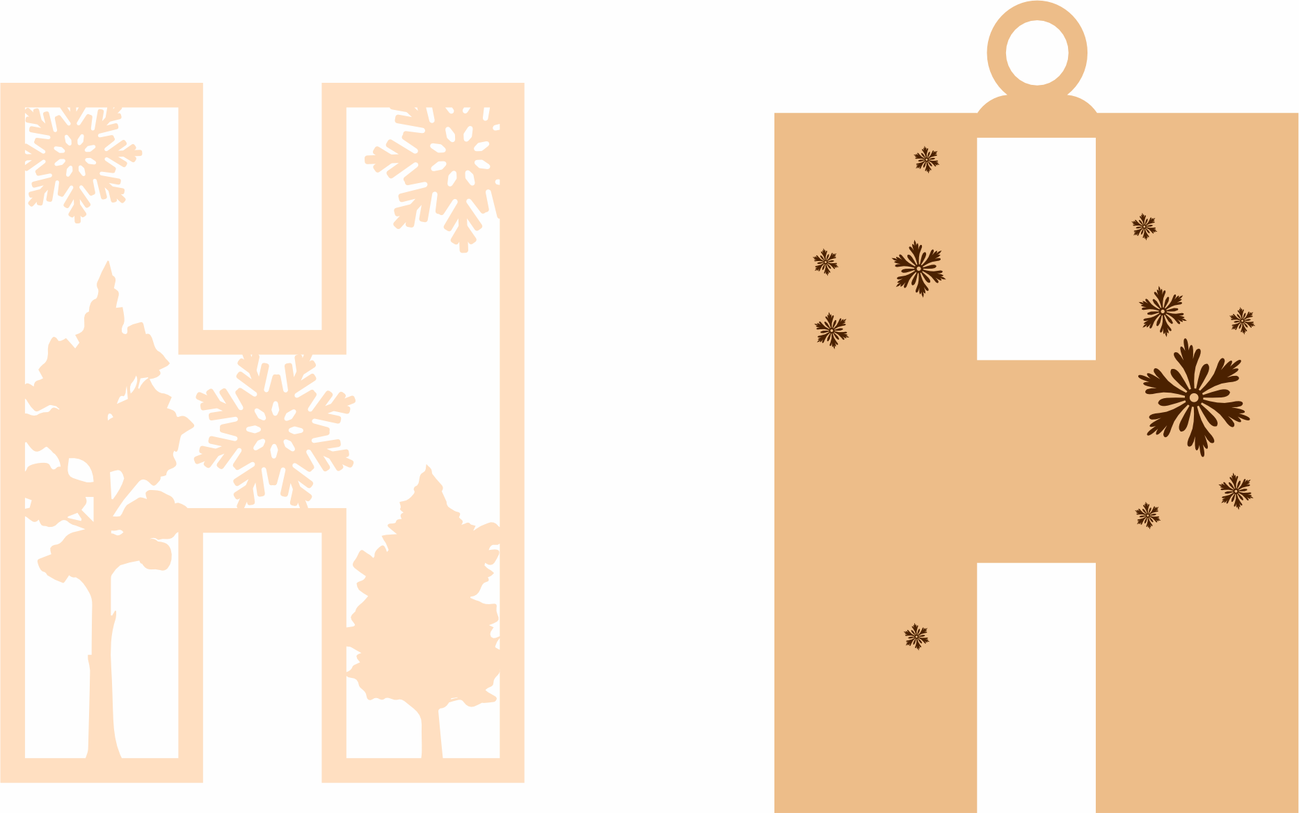 imagem do arquivo vetor para download Letra H Natalina para Decoração