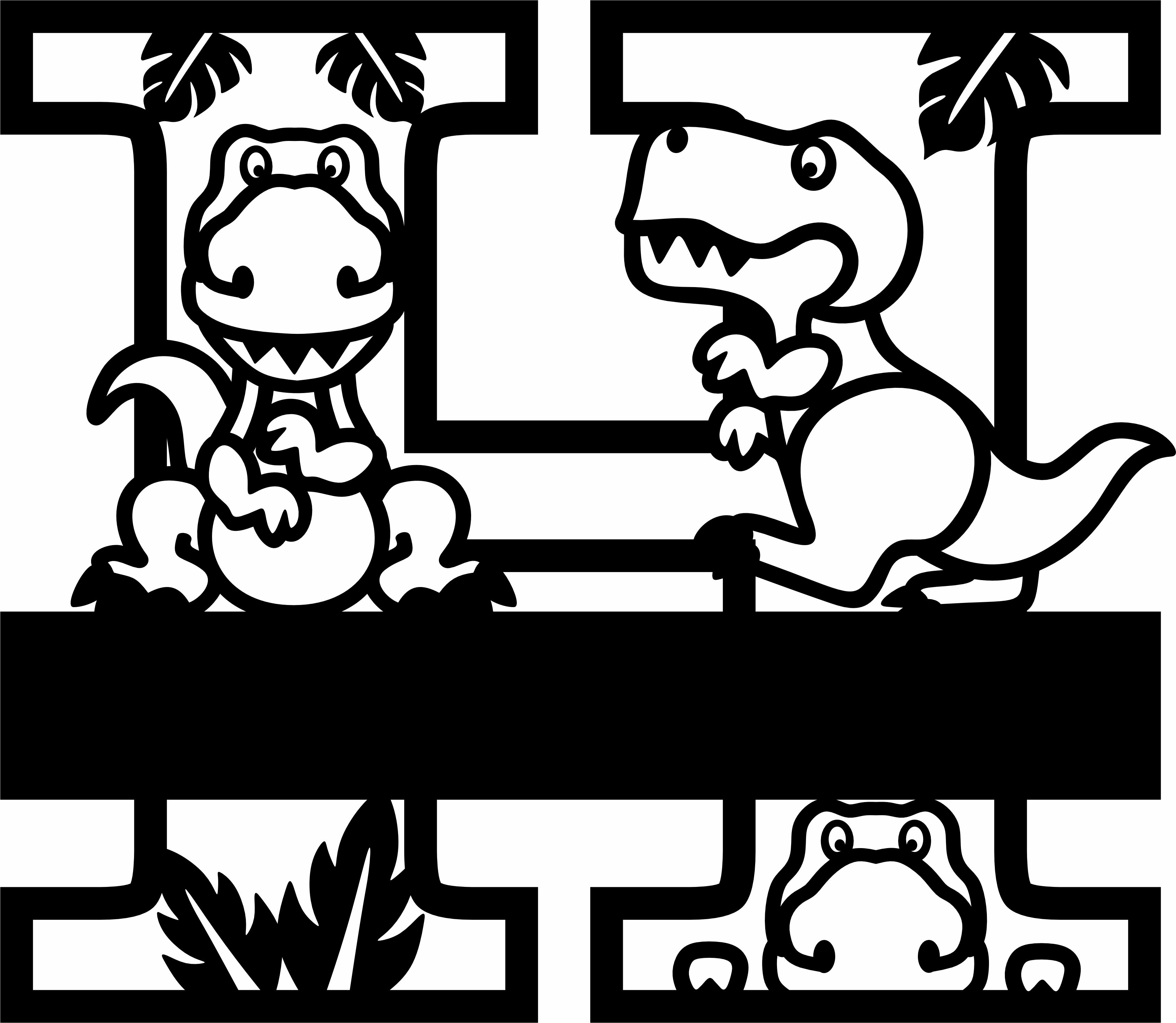imagem do arquivo vetor para download Letra H decorativa de Dinossauro