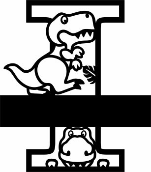 imagem do arquivo vetor para download Letra I decorativa de Dinossauro