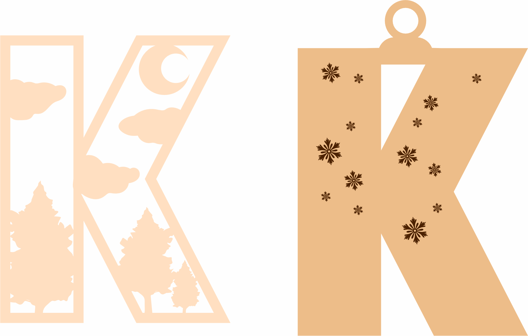 imagem do arquivo vetor para download Letra K Natalina para Decoração