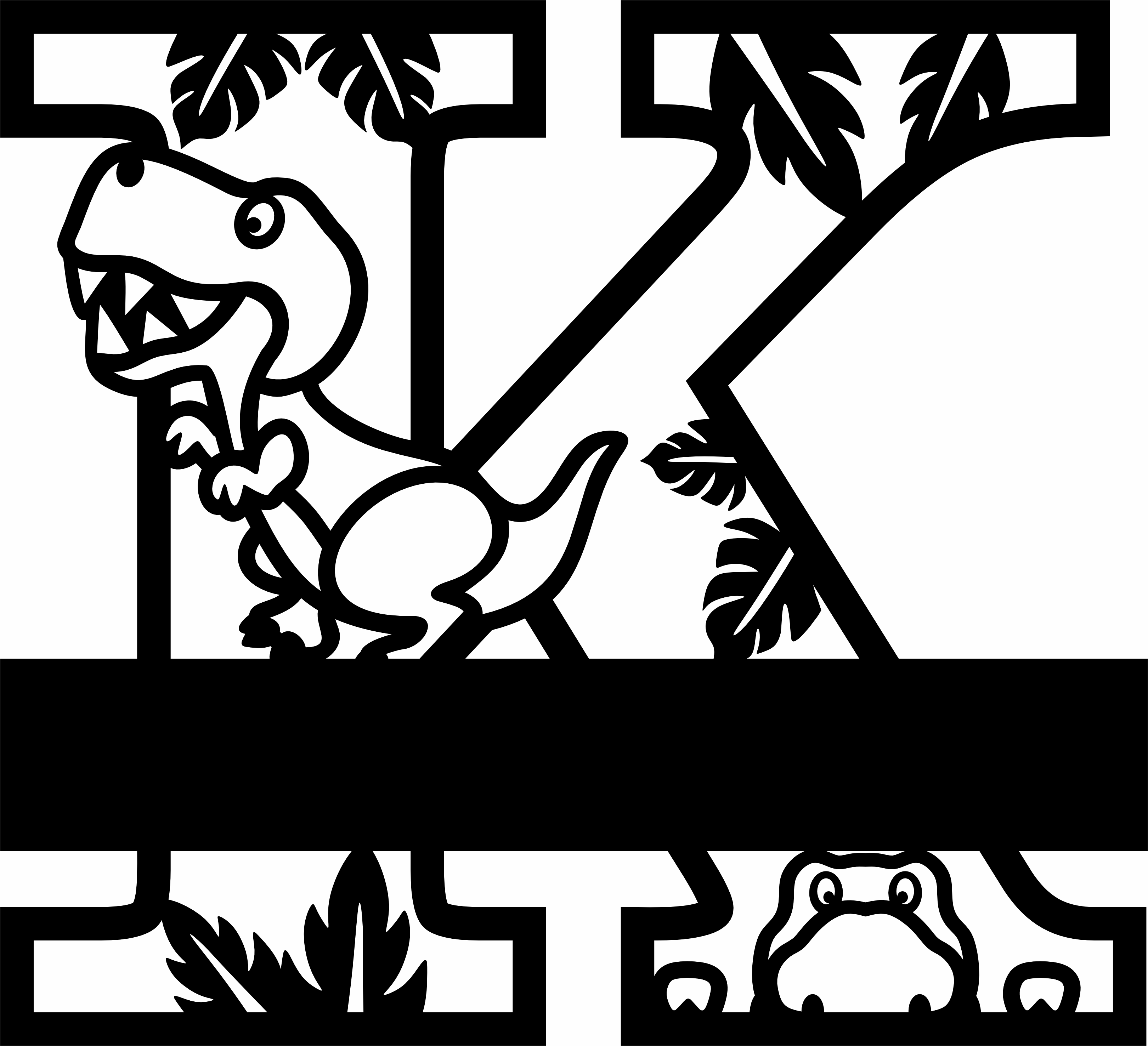 imagem do arquivo vetor para download Letra K decorativa de Dinossauro