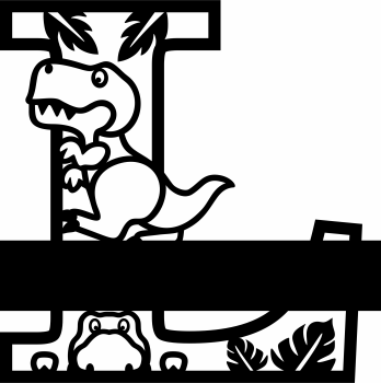 imagem do arquivo vetor para download Letra L decorativa de Dinossauro
