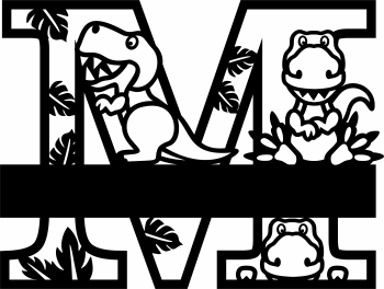 imagem do arquivo vetor para download Letra M decorativa de Dinossauro