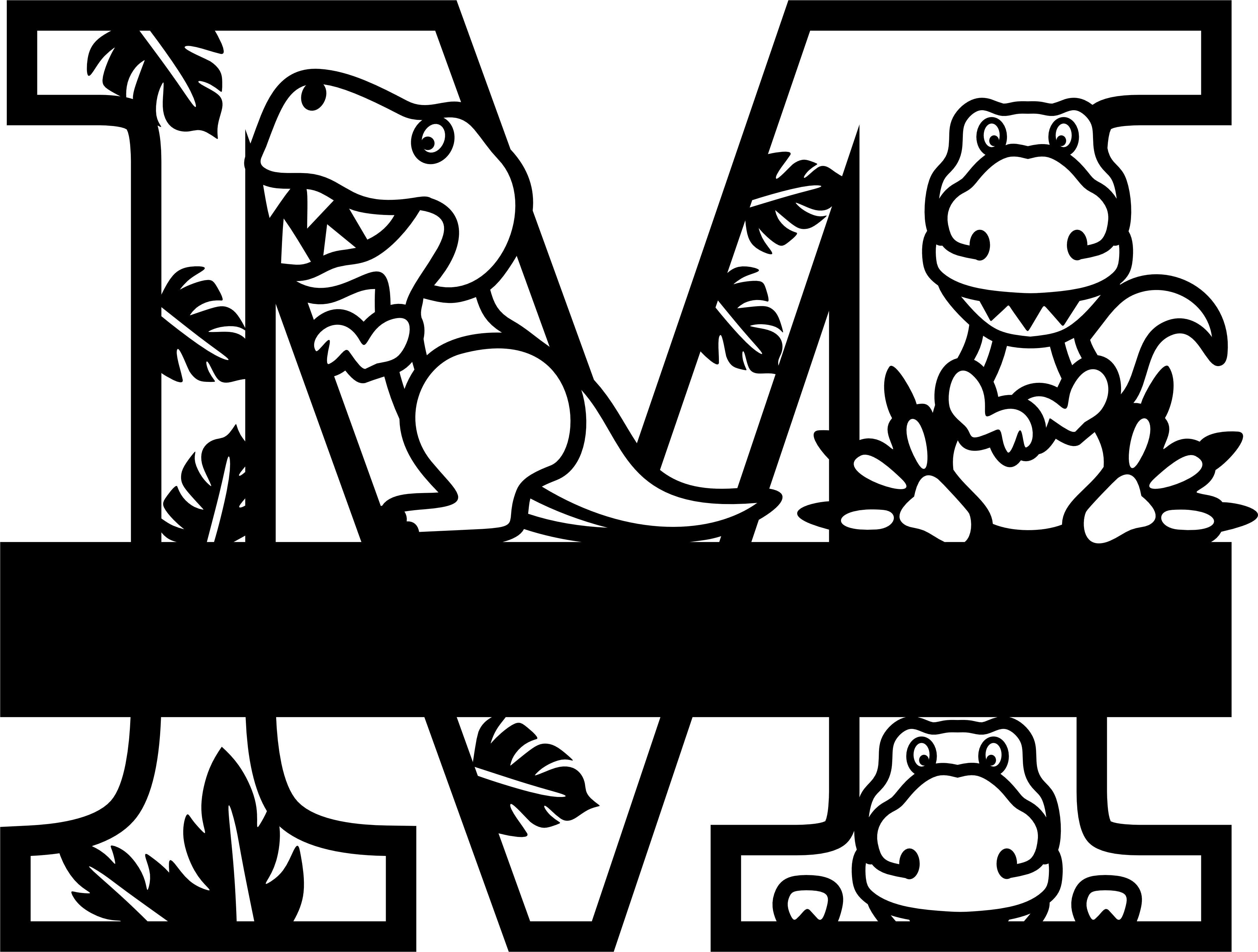 imagem do arquivo vetor para download Letra M decorativa de Dinossauro