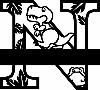 imagem do arquivo vetor para download Letra N decorativa de Dinossauro