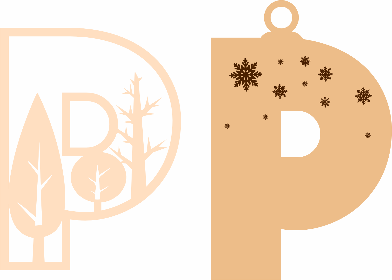 imagem do arquivo vetor para download Letra P Natalina para Decoração