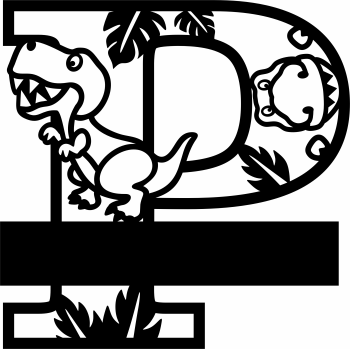 imagem do arquivo vetor para download Letra P decorativa de Dinossauro
