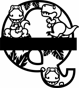 imagem do arquivo vetor para download Letra Q decorativa de Dinossauro