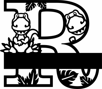 imagem do arquivo vetor para download Letra R decorativa de Dinossauro