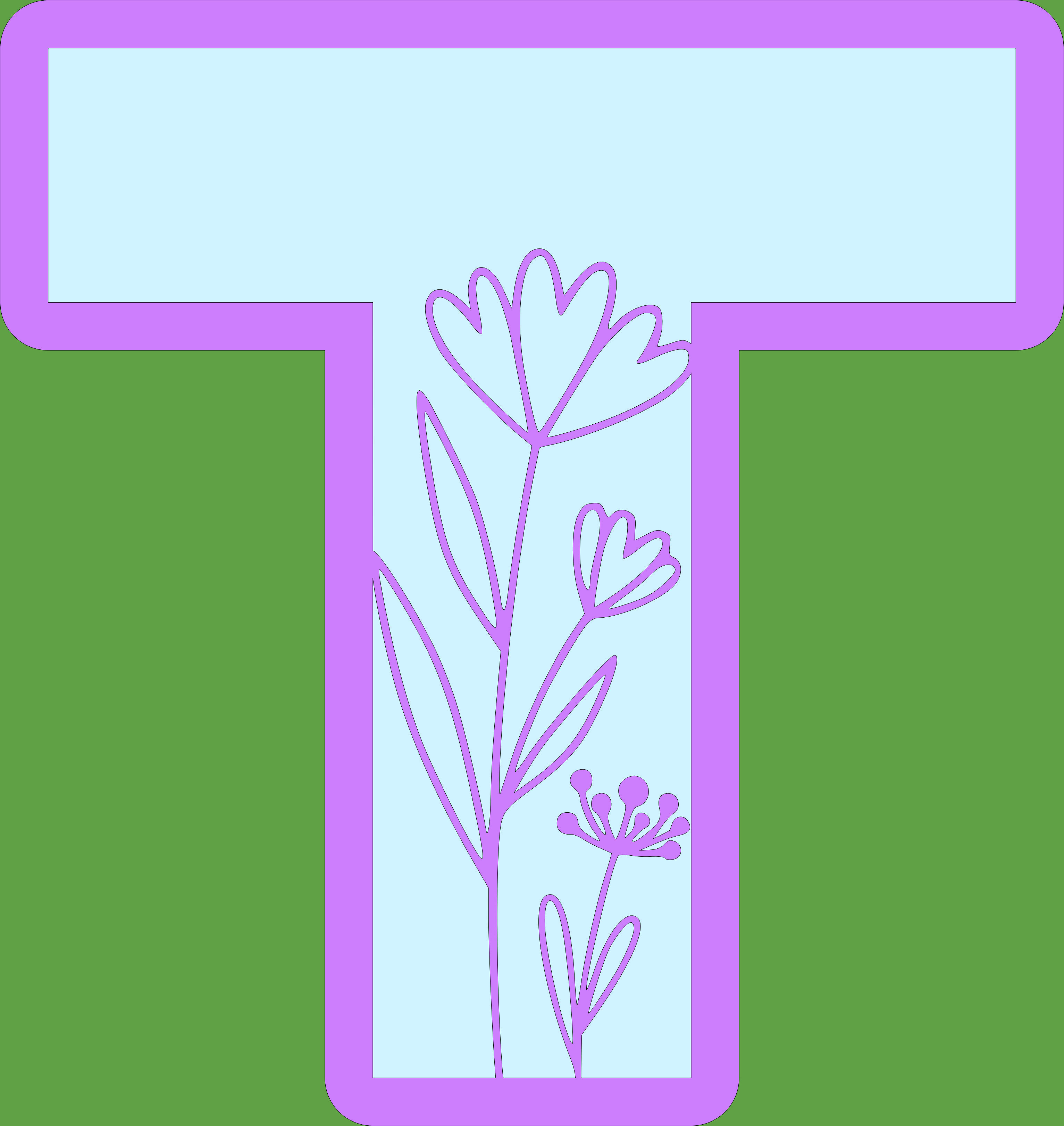 imagem do arquivo vetor para download Letra T Floral