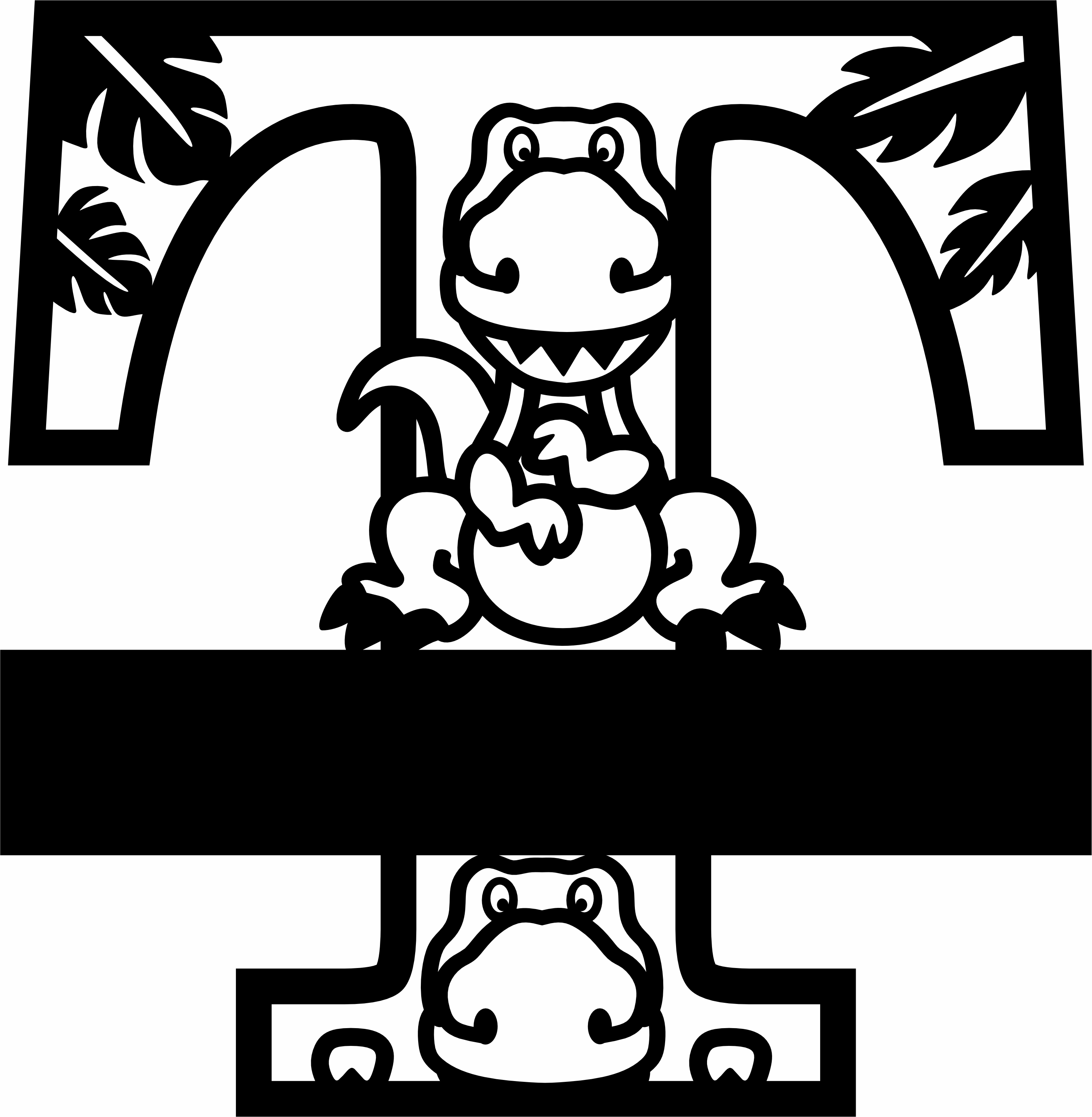 imagem do arquivo vetor para download Letra T decorativa de Dinossauro