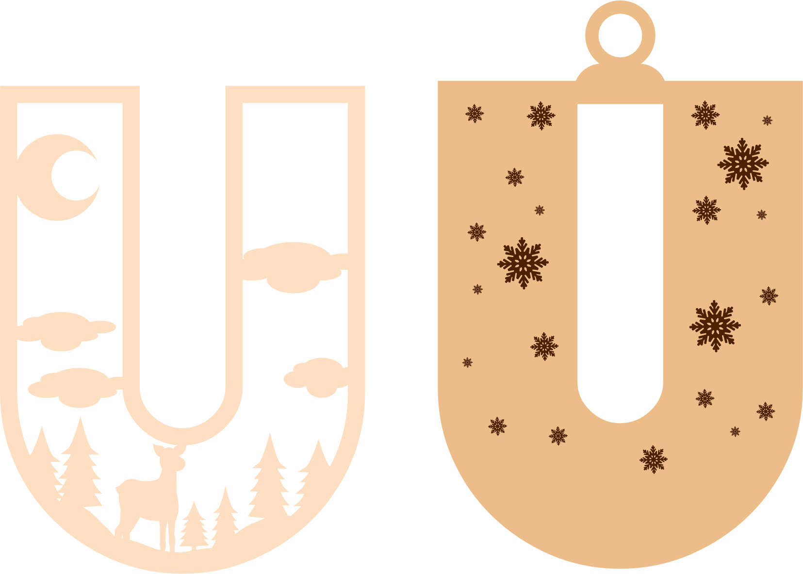 imagem do arquivo vetor para download Letra U Natalina para Decoração