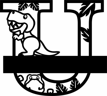 imagem do arquivo vetor para download Letra U decorativa de Dinossauro
