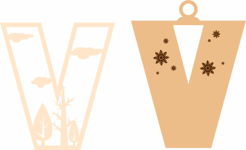 imagem do arquivo vetor para download Letra V Natalina para Decoração
