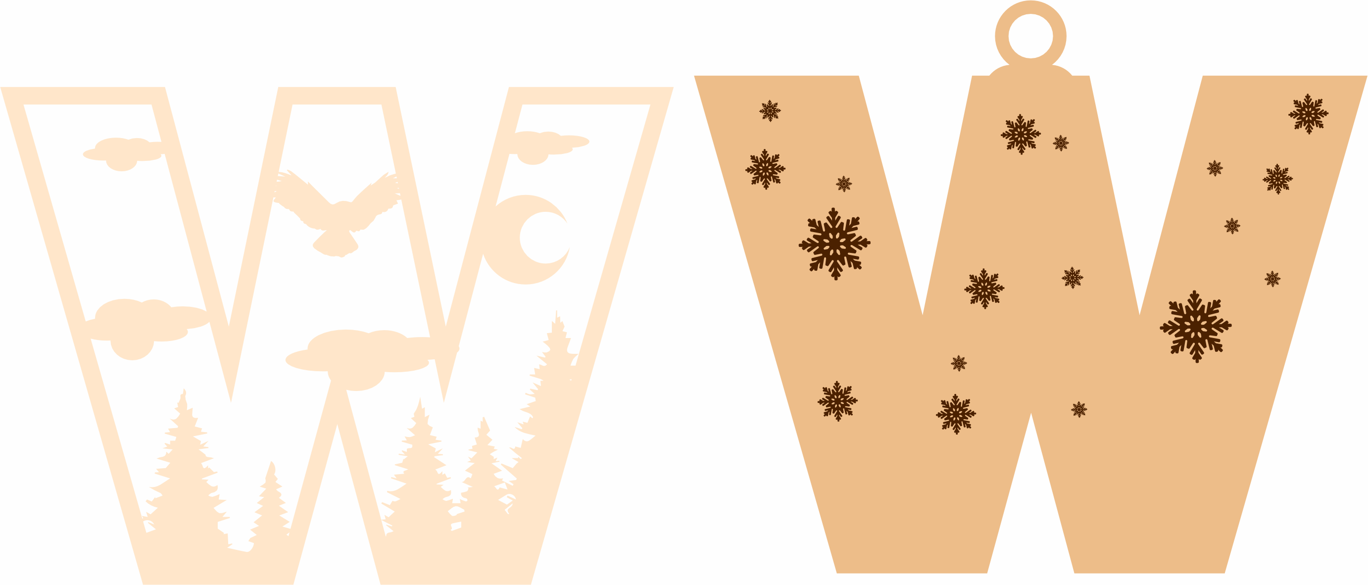 imagem do arquivo vetor para download Letra W Natalina para Decoração