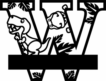 imagem do arquivo vetor para download Letra W decorativa de Dinossauro