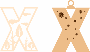 imagem do arquivo vetor para download Letra X Natalina para Decoração