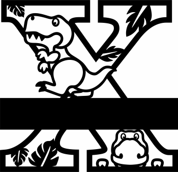 imagem do arquivo vetor para download Letra X decorativa de Dinossauro