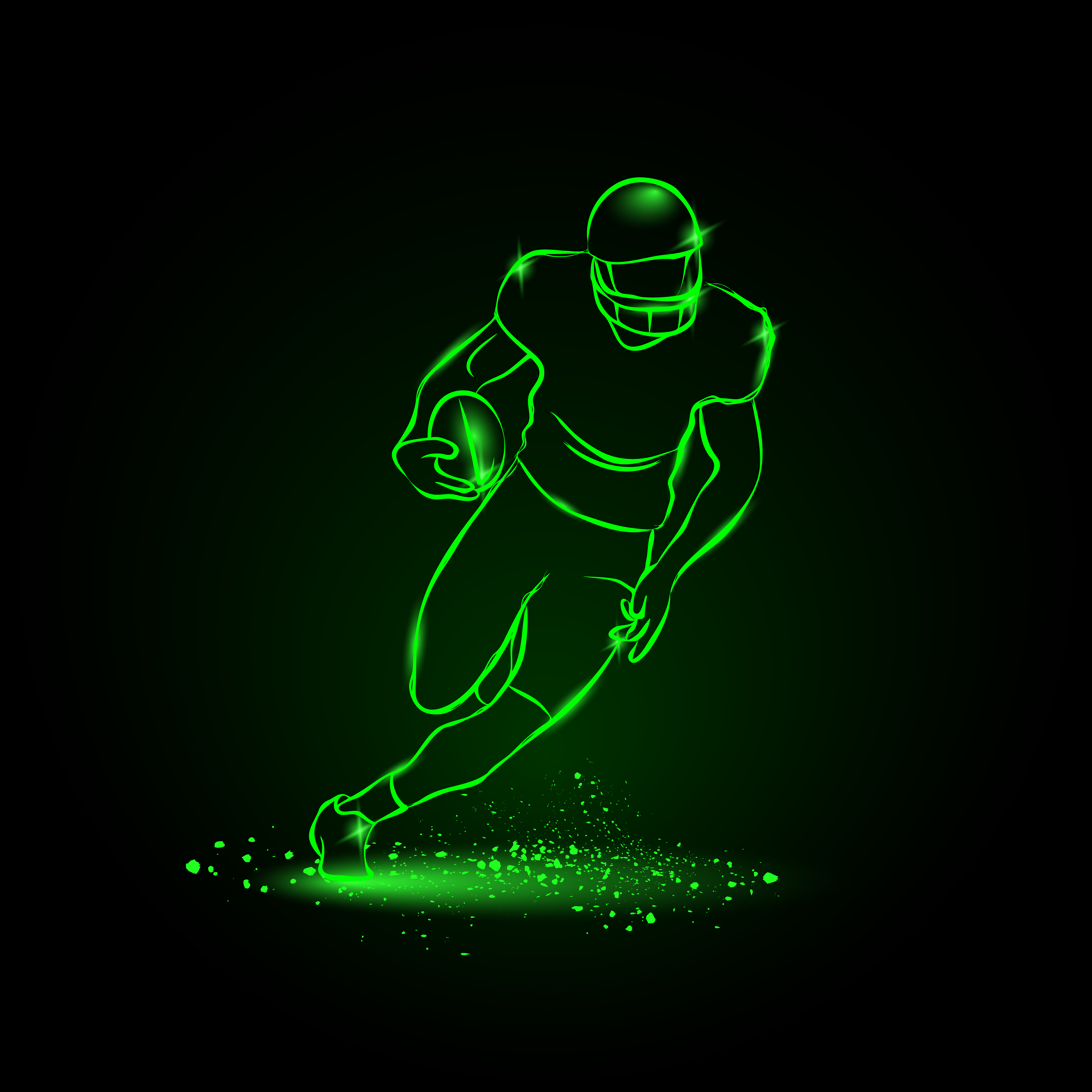 imagem do arquivo vetor para download Logótipos Neon Jogador de Futebol americano