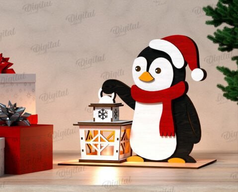 imagem do arquivo vetor para download Luminaria Natalina de Pinguim 