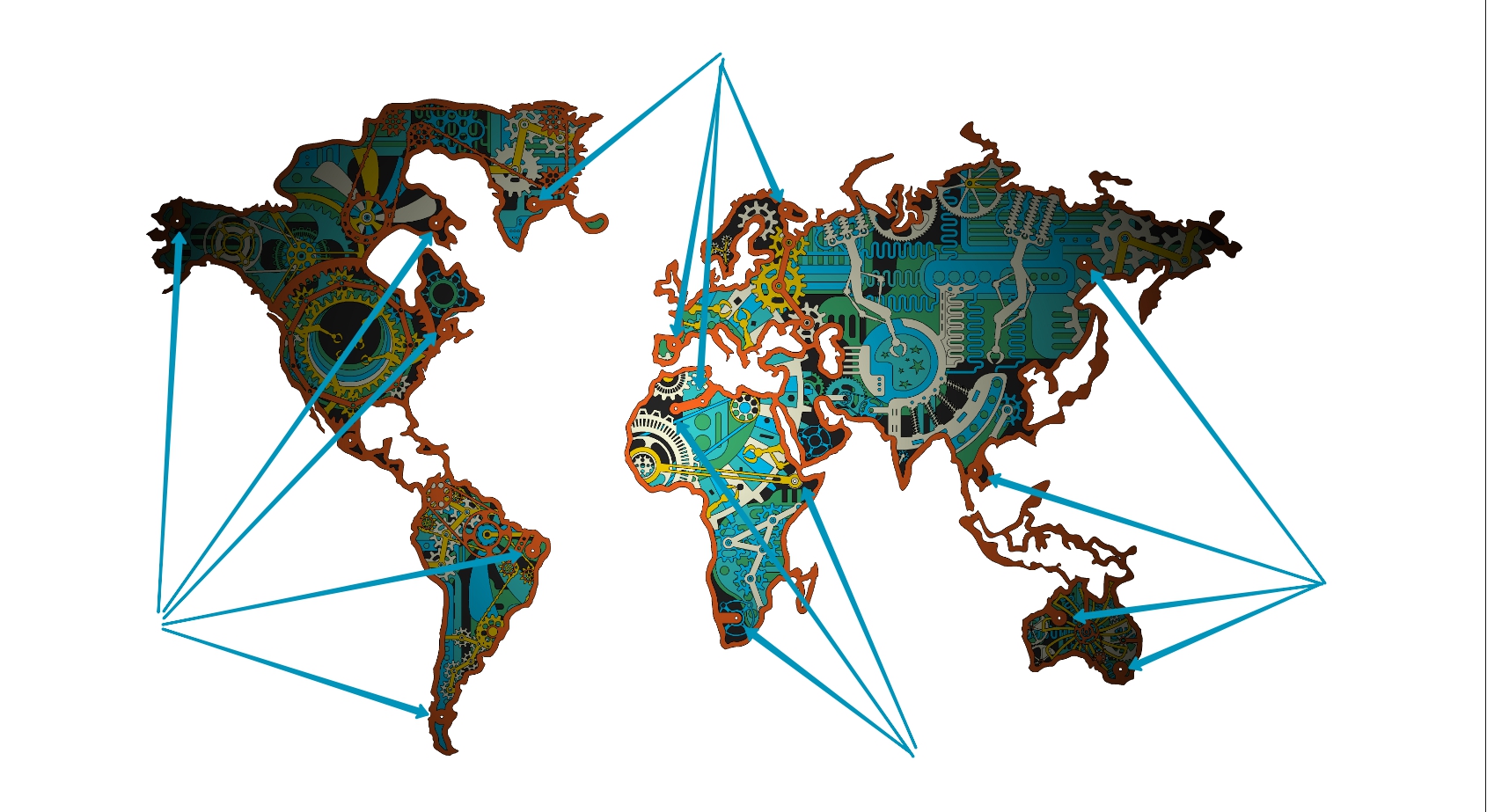 imagem do arquivo vetor para download Mapa Mundial Steampunk