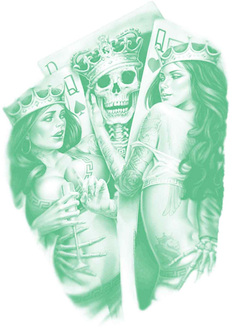 imagem do arquivo vetor para download Meninas em coroas ao lado do esqueleto