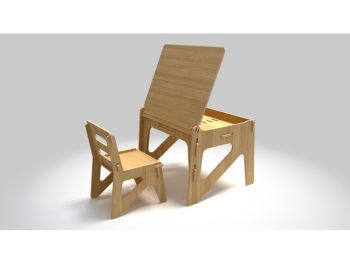 imagem do arquivo vetor para download Mesa bau com cadeira