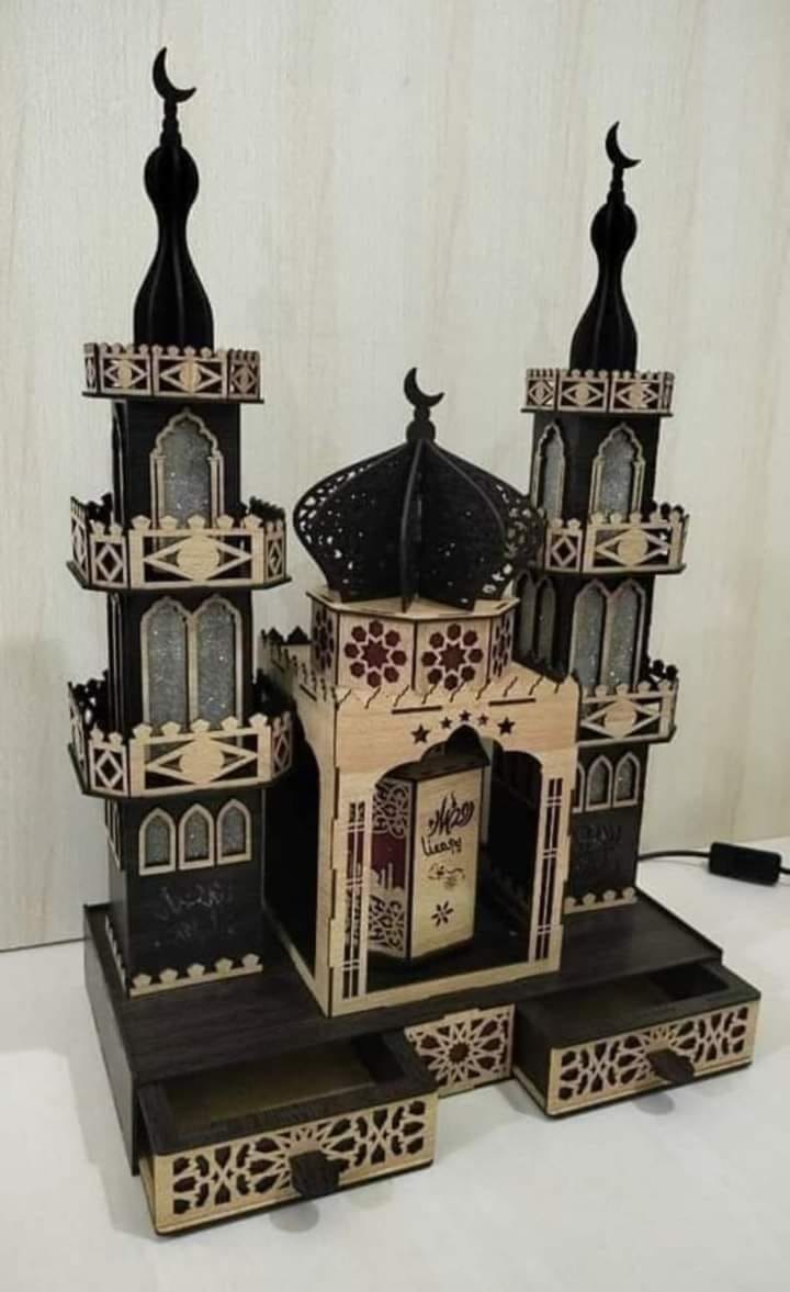 imagem do arquivo vetor para download Mesquita de Madeira em 3D Cortada a Laser