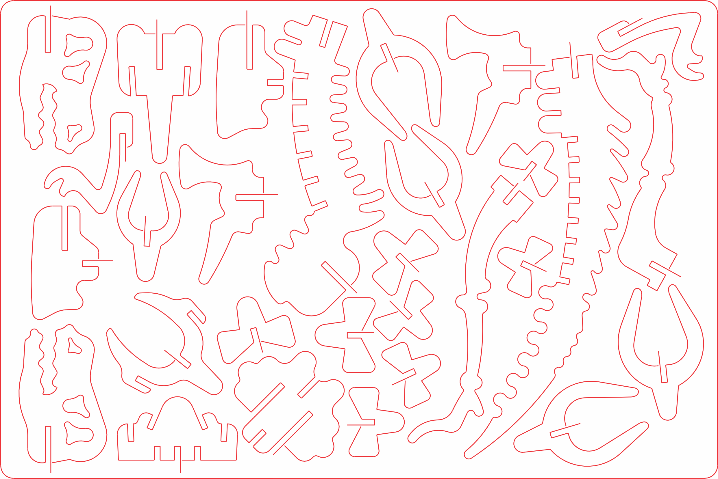 imagem do arquivo vetor para download Modelo Vetorial 3D Dino Puzzle para Corte