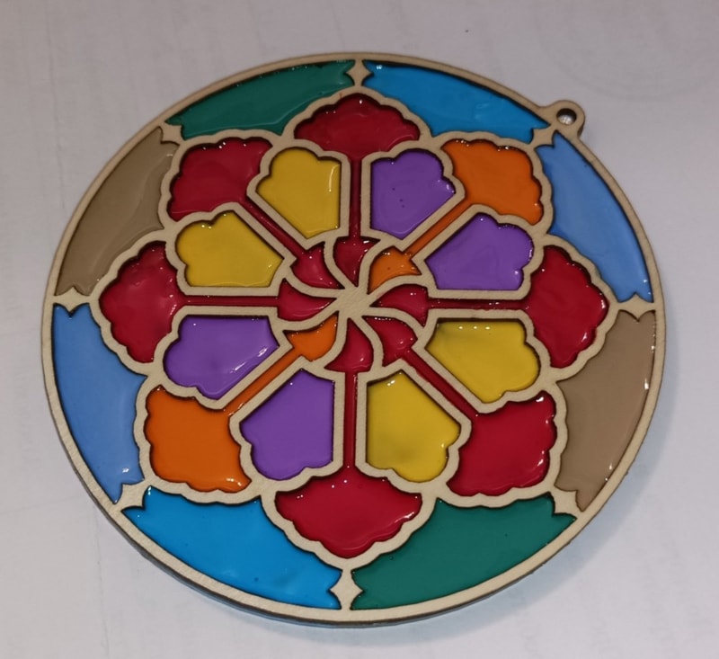 imagem do arquivo vetor para download Modelo de mandala de madeira colorido