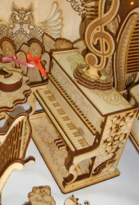 imagem do arquivo vetor para download Modelo de um piano de brinquedo em madeira