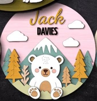 imagem do arquivo vetor para download Nome de bebê temático de Urso