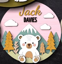 imagem do arquivo vetor para download Nome de bebê temático de Urso