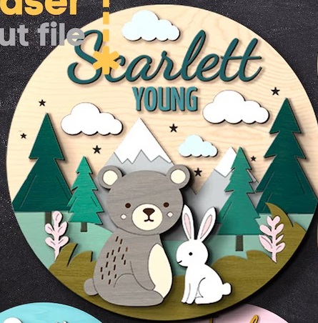 imagem do arquivo vetor para download Nome de bebê temático de Urso e Rato