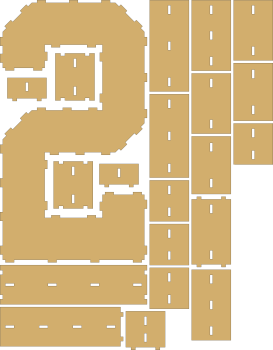 imagem do arquivo vetor para download Numero em forma de caixa Numero 2 30cm