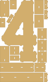 imagem do arquivo vetor para download Numero em forma de caixa Numero 4 30cm