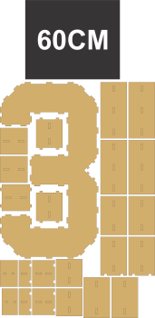 imagem do arquivo vetor para download Numero em forma de caixa Numero 3 60cm