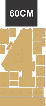 imagem do arquivo vetor para download Numero em forma de caixa Numero 4 60cm