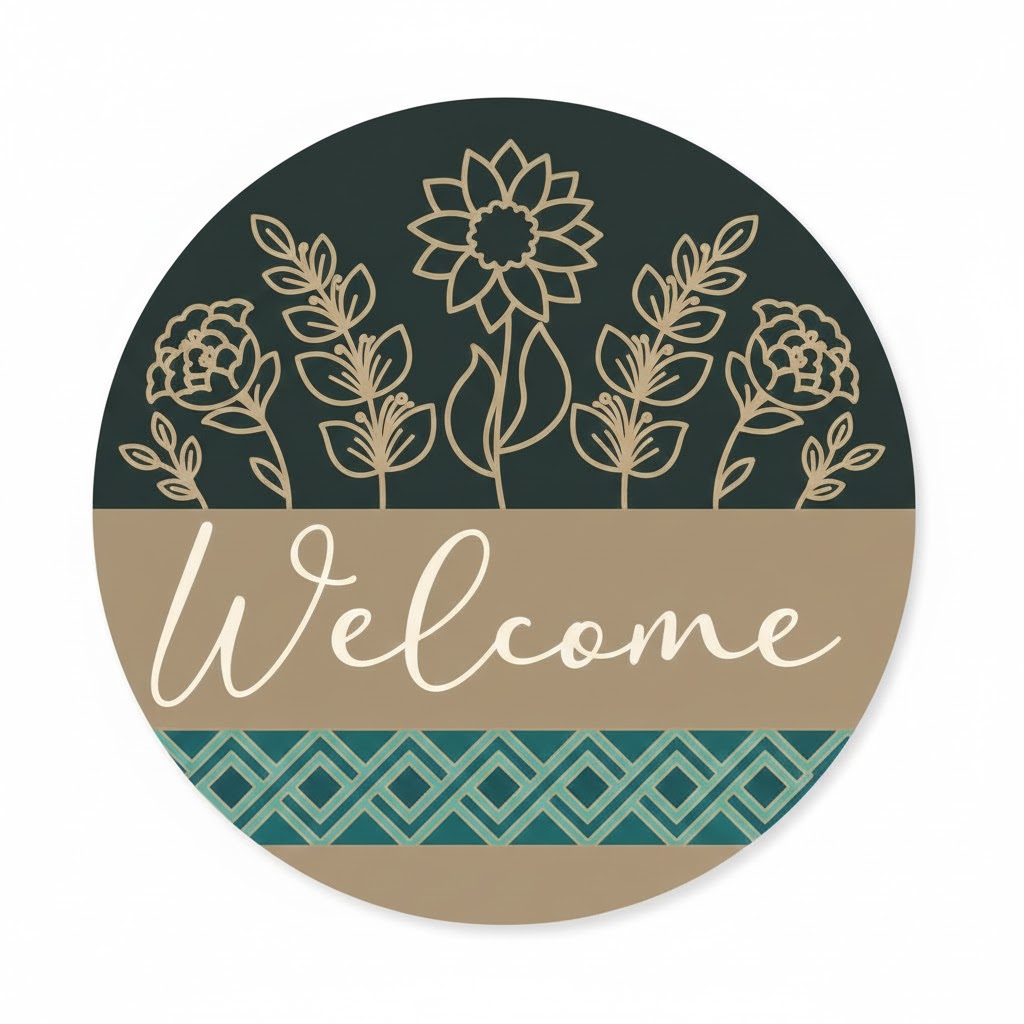 imagem do arquivo vetor para download Placa decorativa de Bem Vindo 