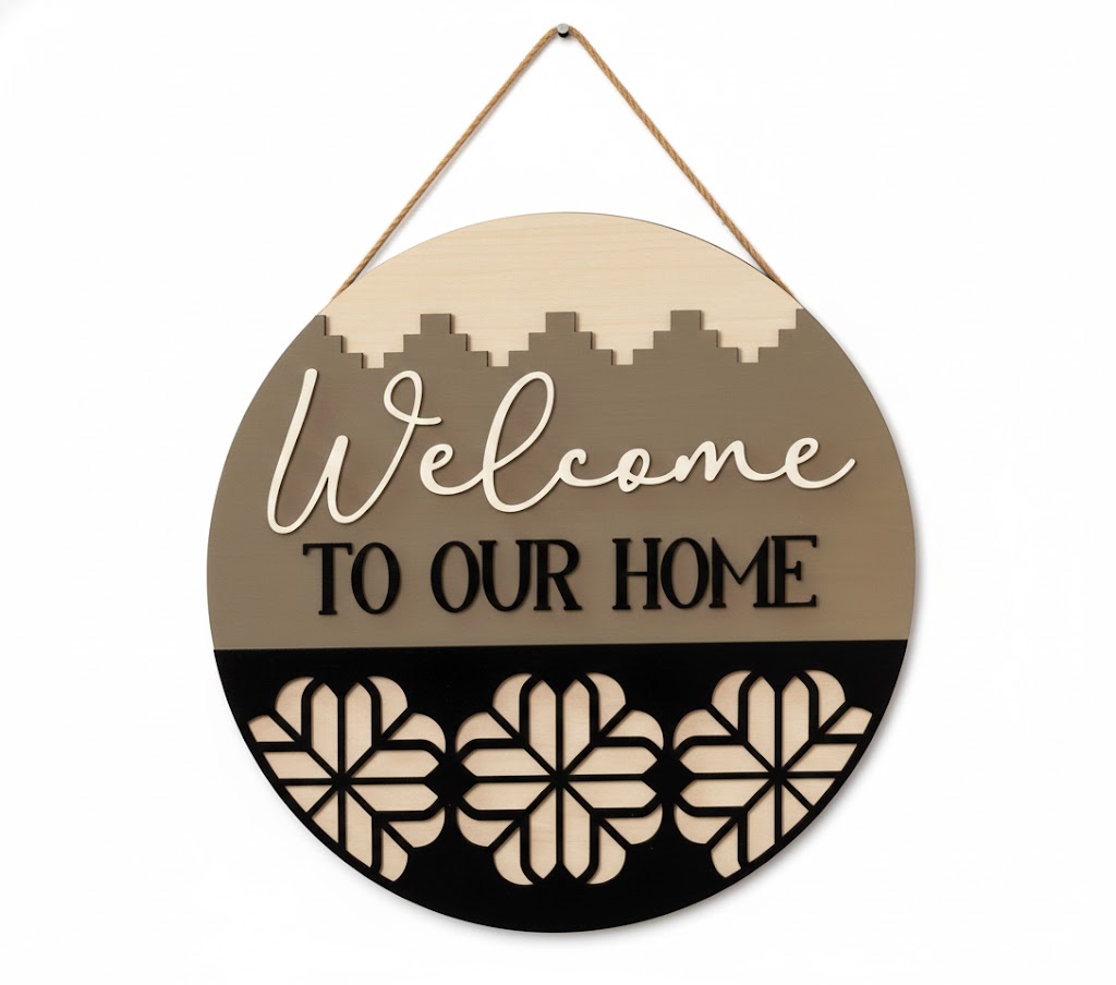 imagem do arquivo vetor para download Placa decorativa de Bem vindo a nossa casa