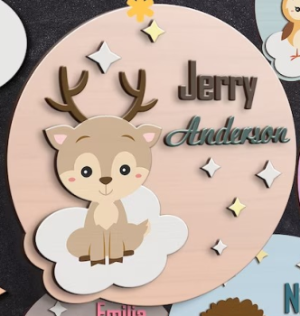 imagem do arquivo vetor para download Placas Infantis Personalizadas com Nome, Tema Alce