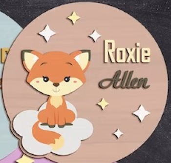 imagem do arquivo vetor para download Placas Infantis Personalizadas C Nome, Tema Raposa