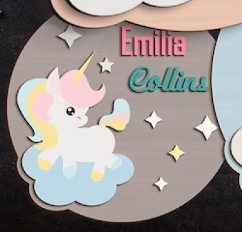 imagem do arquivo vetor para download Placas Infantis Personalizadas c Nome, Unicórneo
