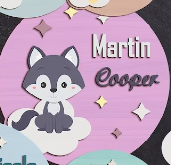 imagem do arquivo vetor para download Placas Infantis Personalizadas , Tema Lobo