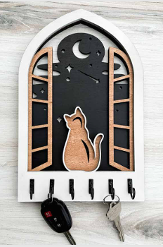 imagem do arquivo vetor para download Porta Chaves Gato noturno