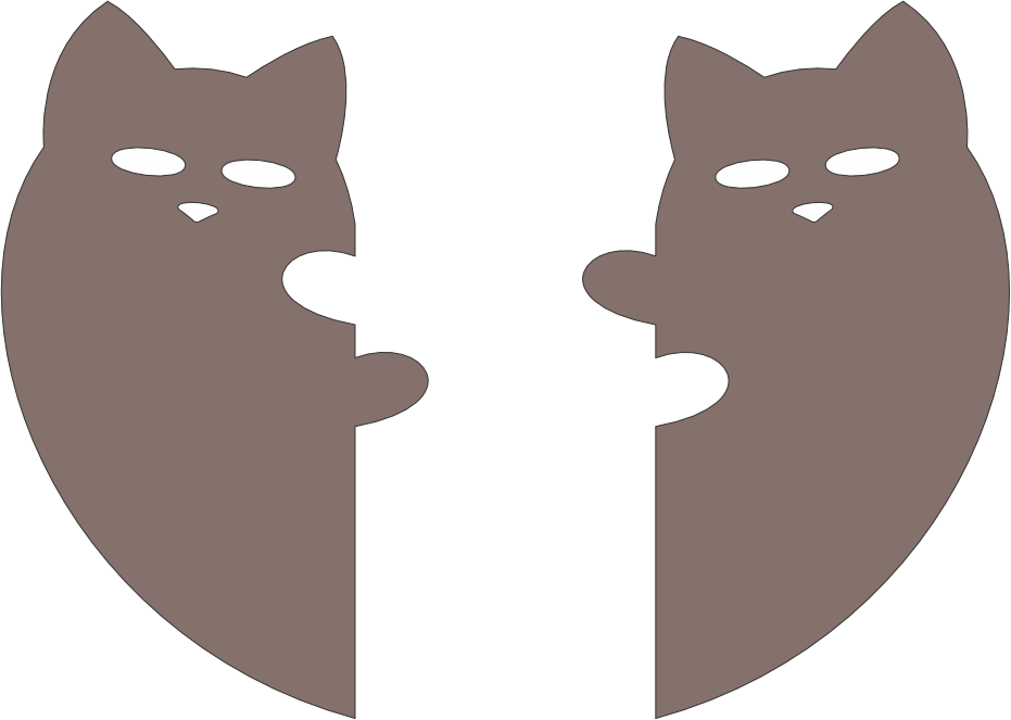 imagem do arquivo vetor para download Porta chaves em formato de coração e gato