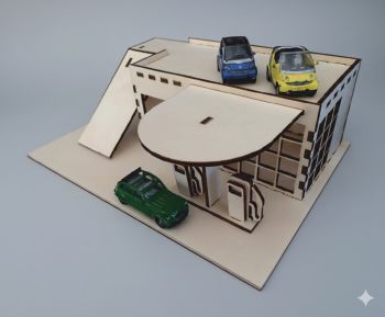 imagem do arquivo vetor para download Posto de gasolina em miniatura 