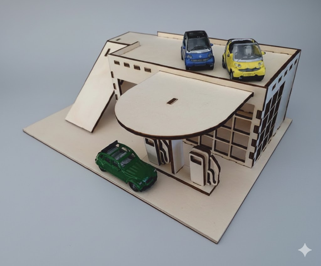 imagem do arquivo vetor para download Posto de gasolina em miniatura 